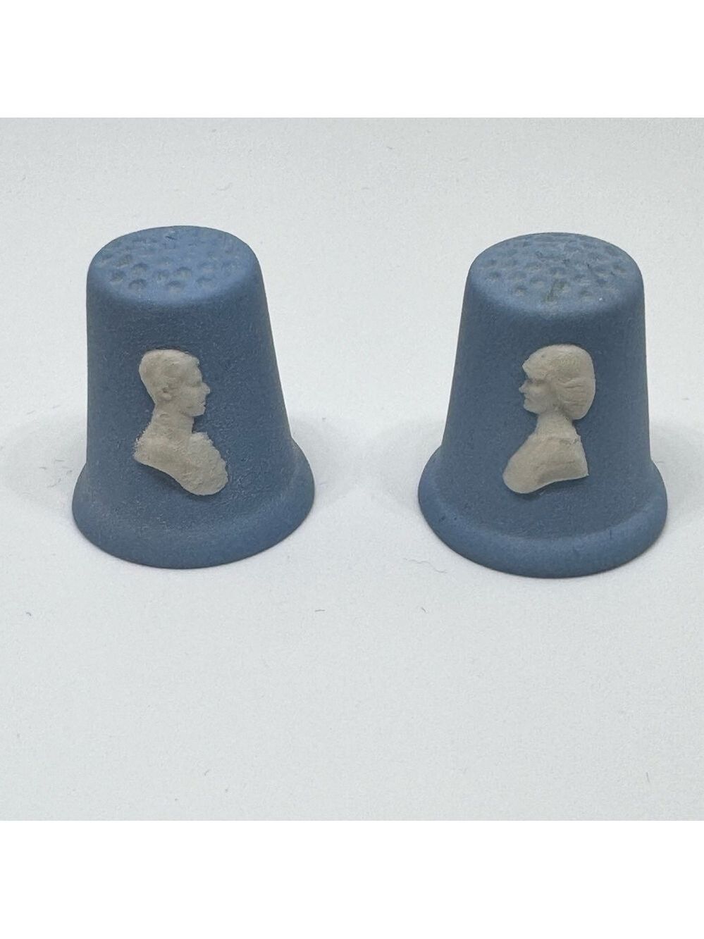 Wedgwood Blue Jasperware Royal Wedding Pair Collectible Thimbles J1007